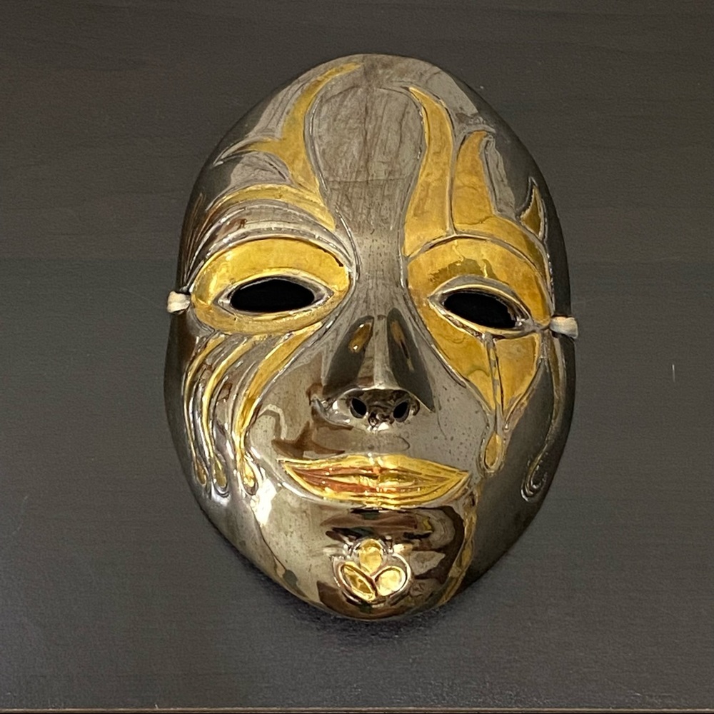 Vintage Solid Brass Decorative Mask Mardi Gras Masquerade Wall Decor